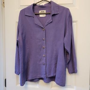 Flax medium purple button front blouse